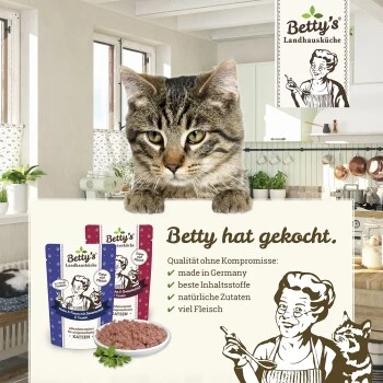Betty's Landhausküche Huhn Mit Lachs & Borretschöl 6 X 200g Für Katze 4 Betty's Landhausküche Huhn Mit Lachs & Borretschöl 6 X 200g Für Katze – Bild 2